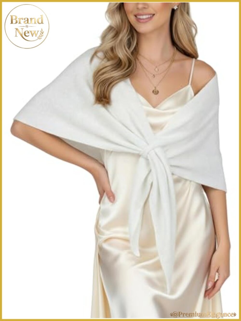 Wool Blend Knit Triangle Shawl Wrap Pull-Through Poncho Cape